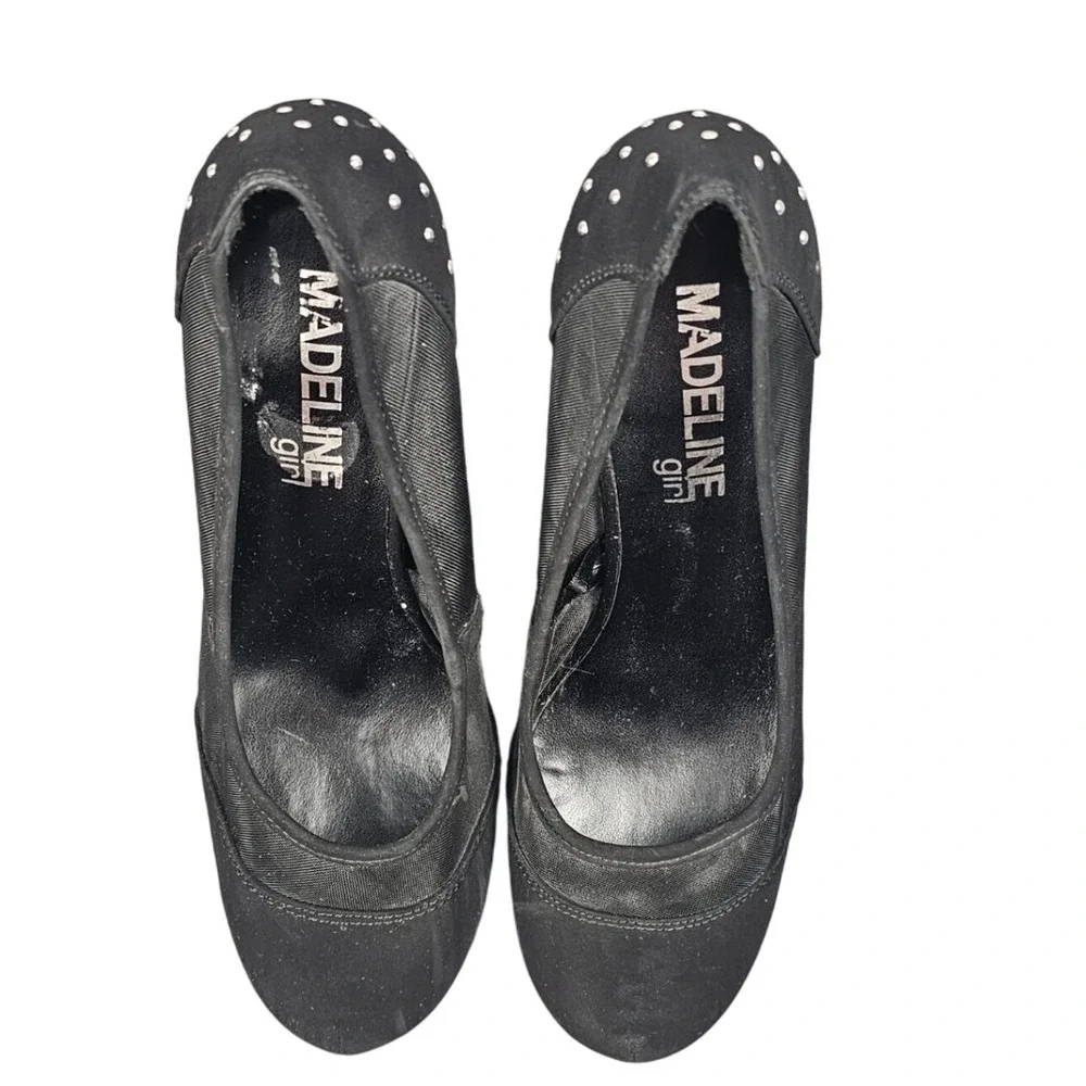 Madeline Girl Black‎ Polka Dot Mesh Stiletto Heels Party Shoes Womens 8M